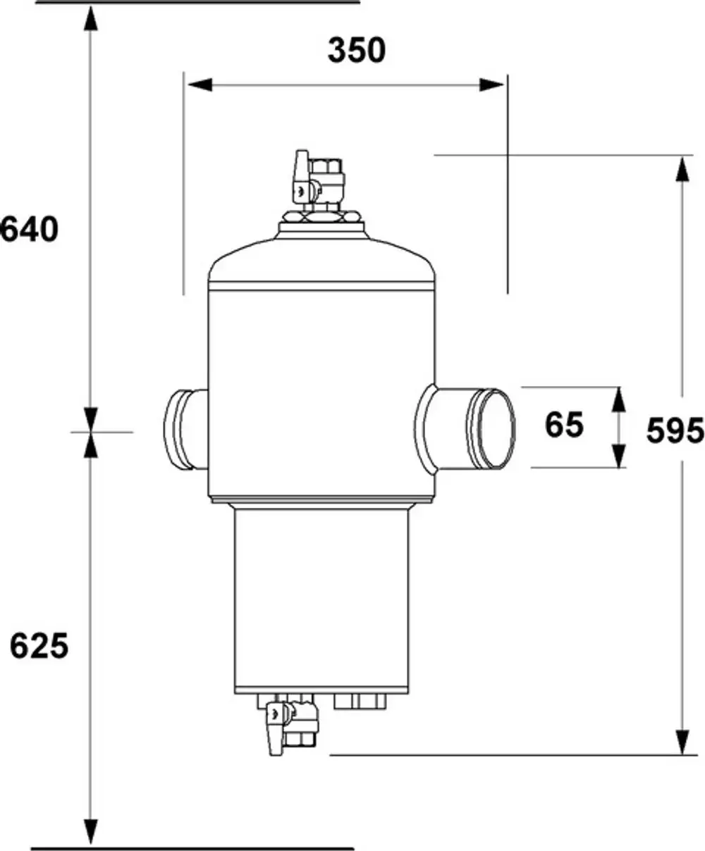 Zeichnung eines Pneumatex Zeparo G-Force Abscheiders mit Hauptmerkmalen, einschließlich Anschlussöffnungen und Dimensionen. IMI Hydronic Engineering ist als Hersteller integriert.